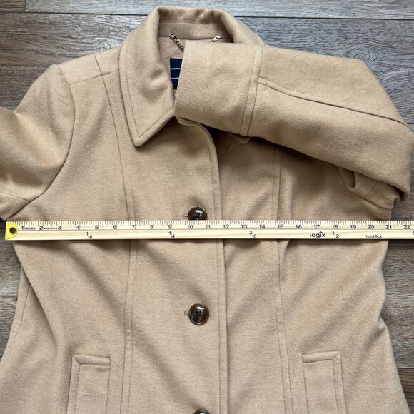 Lands’ End Coat Womens 14 Tan/Camel Button Front Mid-Length Classic Overcoat - Picture 11 of 11